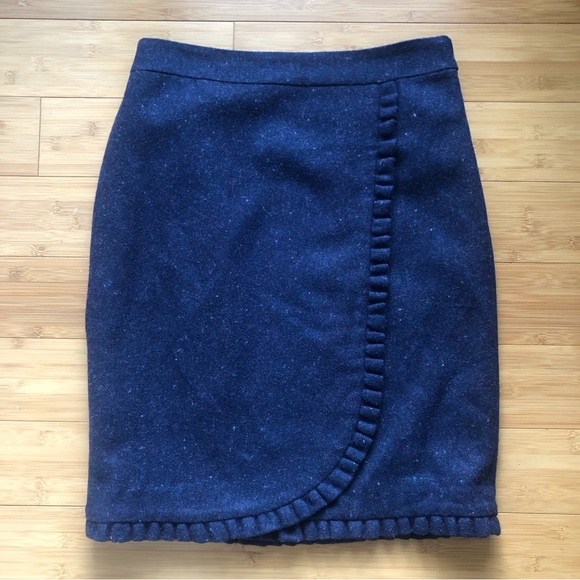 Talbots Blue Donegal Tweed Shetland Ruffle Wrap Skirt. Size: 10 - Picture 3 of 9